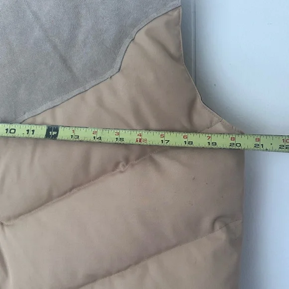 camel • vintage goose down puffer vest suede warm tan neutral outdoor hiking - Picture 6 of 8